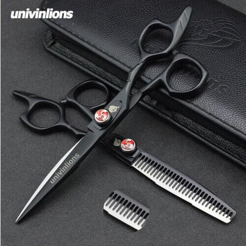 Univinlions 6" professional hairdressing scissors japan 440C haircut scissors thinning shears high quality hair clipper set kit