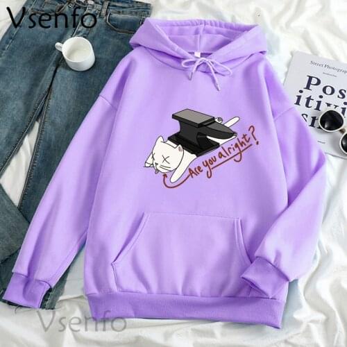 Wilbur Soot Harajuku Hoodie Women Are You Alright Lovejoy Funny Cat Graphic Hoodies Sweatshirt Female Kawaii Clothes Streetwear