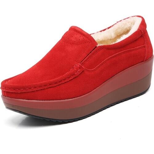 NewSpring Autumn Shoes Woman Platform Women Shoes Cow Suede Leather Flats Thick Sole Womens Loafers Moccasins gb5