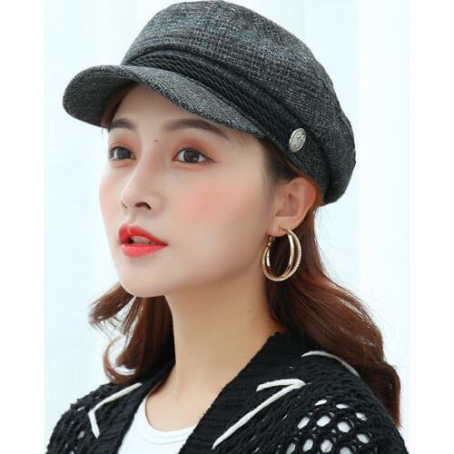 Women Hat Winter Fashion Accessories Baker Boy Hat Warm Street Wear Newsboy Cap Vintage Cotton Winter Hat Plaid Baker Boy Hat