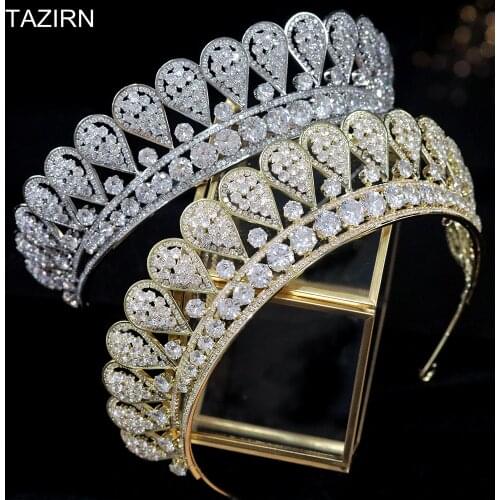 Newest Tiaras CZ Crowns Zircon Women Hairpiece Wedding Jewelry Accessories Drop-shaped Headwear Headdress Best Gifts for Bride