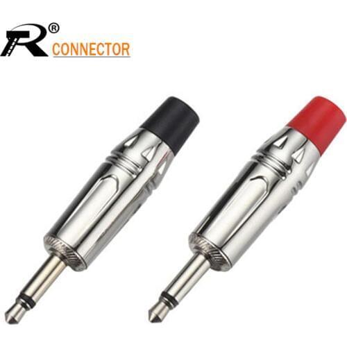 100pcs 3.5mm Jack mono Wire Connector Nickel-plated 3.5 audio video plug Jack 3.5 Earphone DIY plug with Black&Red Tail OEM