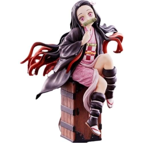 15 CM PVC Anime Figure Demon Slayer Kamado Nezuko Sitting On The Box Action Figure Model Statue Collection Toy Model Doll Gifts