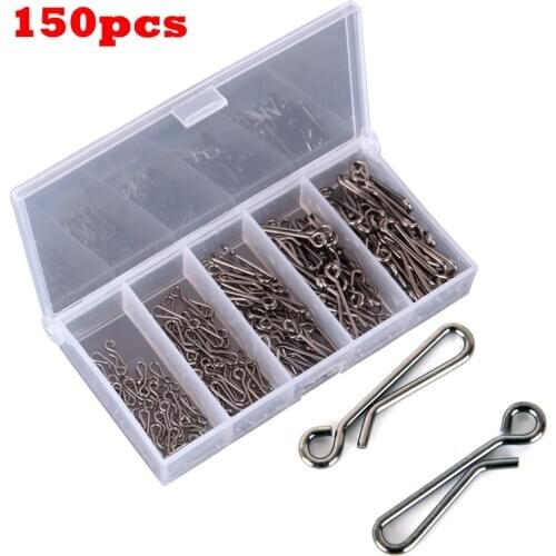 150pc Bearing Lock Ring Snap Barrel Tackle Tool Connector Fishing Lure Line Accessories Tackle Fishhook Rolling Swivel Pin Solid