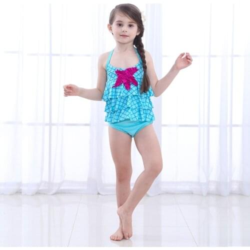 2021 Baby Girls Summer Swimsuit Sets 2 3 4 5 6-Years Old Princess Infant Skyblue Cute Sling Swimsuit Boutique Children Beachwear