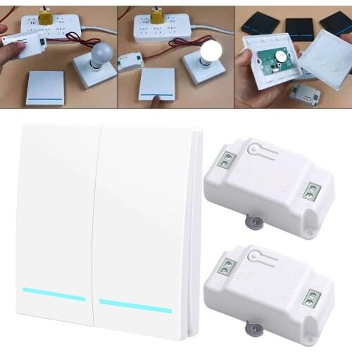 433Mhz Wireless Wall Switch 50M RF 86 Wall Panel Transmitter Safety Switches and AC 85-240V Relay Controller for Light Lamp