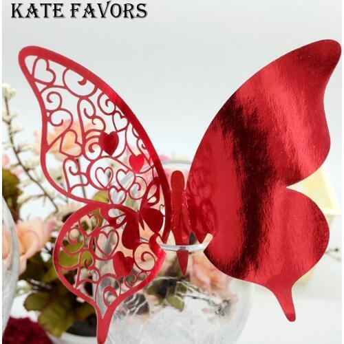 50pcs/lot Laser Cut-out Butterfly Wedding Birthday Party Table Name Wine Food Guest Seats Place Cards Favor Decoration