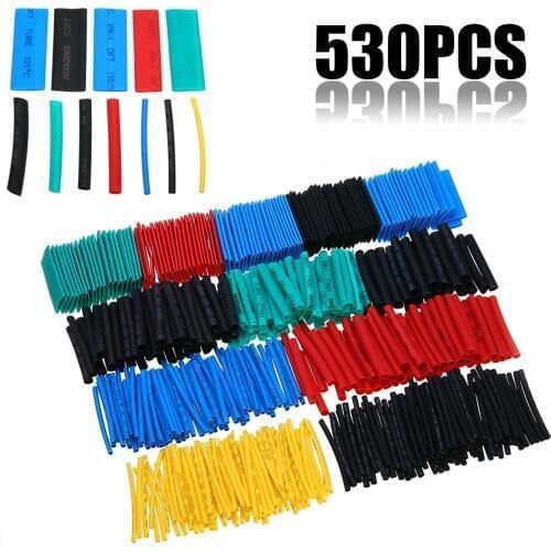 530PCs 8 Sizes 2:1 Electronic Polyolefin Wire Cable Sleeve Set Heat Shrink Tubing Tubes Wrap Sleeve Wire Cable Assorted Mayitr
