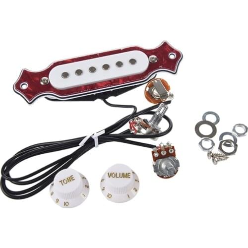 6-string Single Coil Magnetic Acoustic Guitar Soundhole Pickup with Volume & Tone Pots