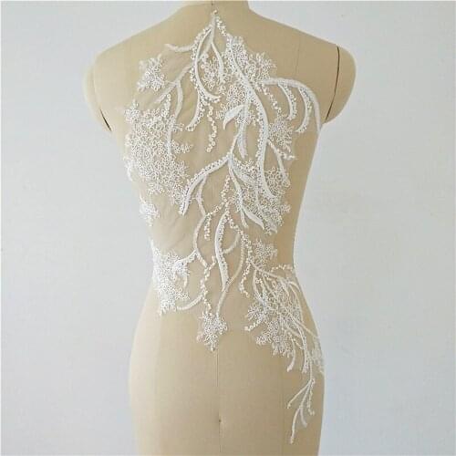 New High-End Quality Leaves Patch Embroidery Applique for Dress Light Wedding Creative Applique
