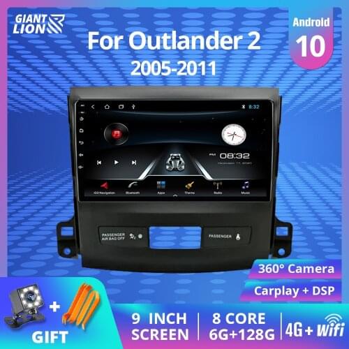 Car DVD Multimedia Player For Mitsubishi Outlander 2 2005-2011 2din Android 9.0 Car Radio Recorder Navigation GPS DVD Player
