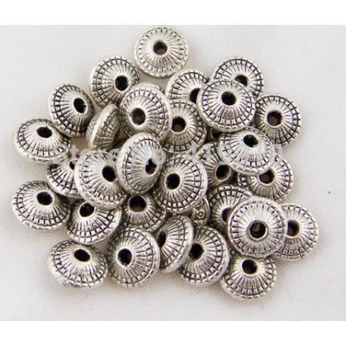 Free Shipping! 100pcs Silver Tone Flying Saucer Spacer Beads 8mm D2374
