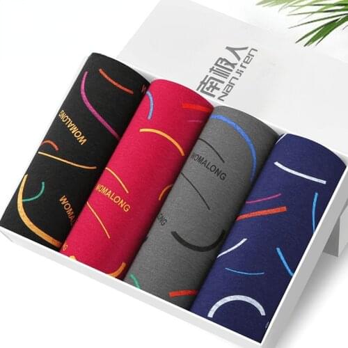 4pcs/lot Men Boxer Underwear Men Fashion Print Men Boxers Homme Comfortable Underpants Soft Breathable Male Panties