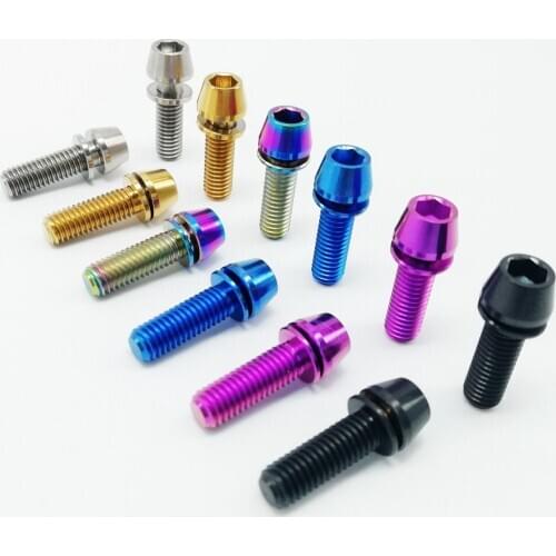 6Pcs Titanium Ti Bolts M5X16mm M5*16mm Tapered Screws Bolts with Washers for Bike Bicycle Stems Handlebar