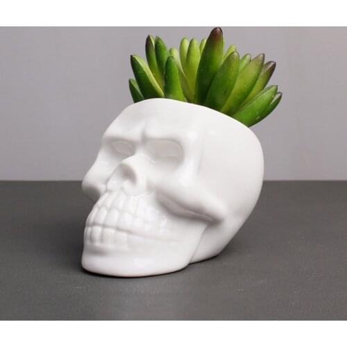 Skull Shape Flower Pot Planter Plants Potted Home Decor Ceramic Vase Desktop Ornaments Gardening Supplies Succulent Plant Pot