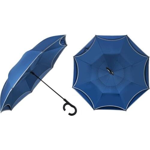 Blue Reverse Umbrella Long Handle Large Uv Protection Windproof Business Umbrella Fashion Paraguas Mujer Rain Gear BD50YS