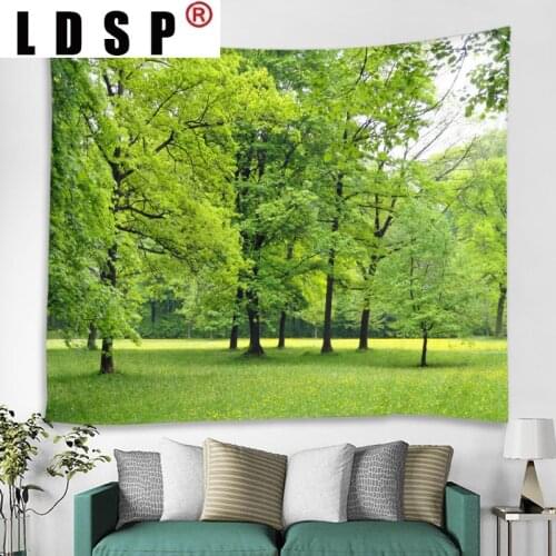 LDSP Tapestry Green Forest Wall Rugs Wall Hanging Fabric Mural Background Cloth Towel Beach Fabric Blanket Bedroom Home Decor