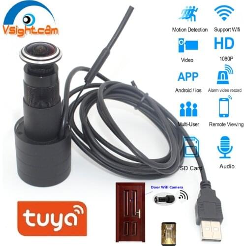 Vsightcam Surveillance Camera Wifi 1080P Door Eye Hole IP Camera 2.1mm Peephole Fisheye Lens Onvif P2P Tuya Home Security
