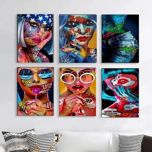 Nordic Style Graffiti Women Portrait Oil Painting Poster and Photo Wall Decoration Living Room Canvas Painting Home Decoration