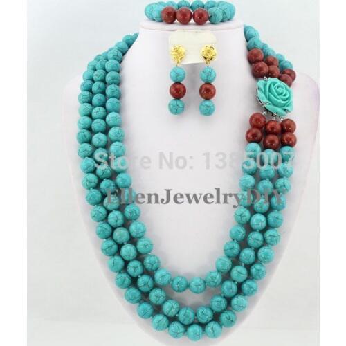 Long Style African Nigerian Wedding Beads hot Jewelry Sets hot Necklace Bracelet Earrings Sets TL1342