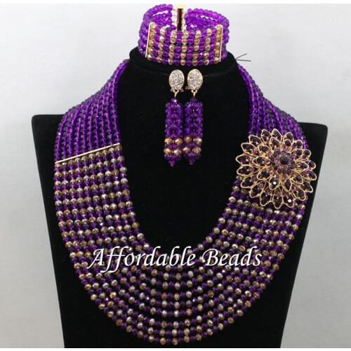 Royal Blue&Orange Nigerian Wedding Beads Lovely Hand make Bridal Jewelry Sets Long Necklace Earrings Bracelets for wedding G003