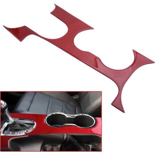 Red Carbon Fiber Car LHD Interior Gear Shift Box Panel Decor Cover Trim Fit for Ford Mustang 2015 2016 2017 2018 2019