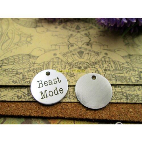 20pcs--20mm stainless steel circle round "beast mode" version 2 one side DIY Charms Pendants