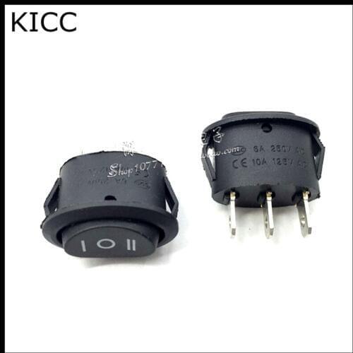 Rocker Switch Ellipse Black KCD1 KCD2 3Pin 3File Seesaw switch Power switch 5Pcs