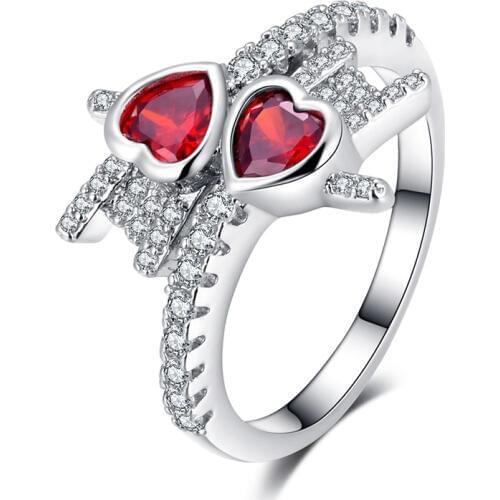 Lovers Best Gift Silver Color Heart Rings 2018 New Arrival Korean Double Love Knuckle Couple Ring Bague Mujer Drop Shipping 4936