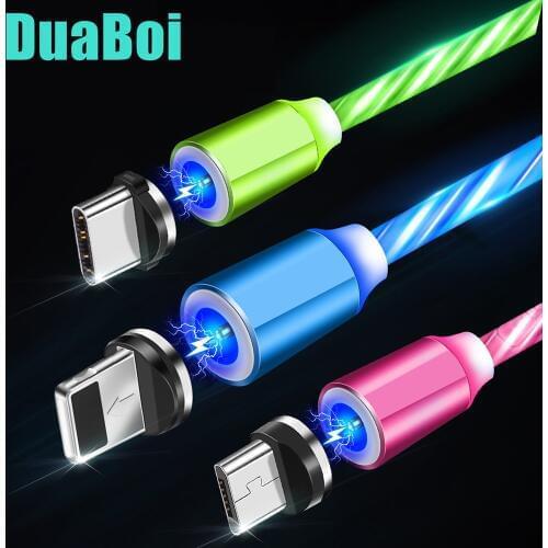 For Huawei P8 P9 P20 P30 lite P Smart 2019 LED Following Light Magnetic Type C USB Cable Fast Charger Micro USB Redmi Note 8 Pro