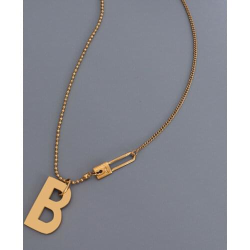 Best Quality Minimalist Initial Big Letter B Necklaces For Women Vintage B Letter Pendant Necklace Gold Chain Chokers Jewelry