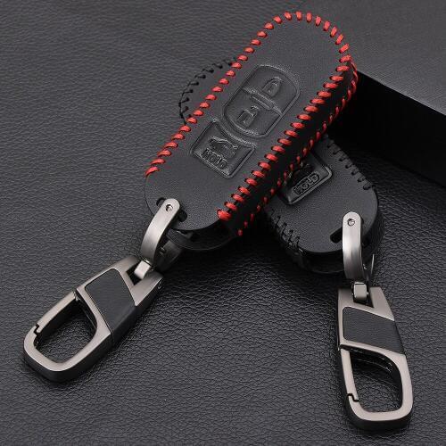 AndyGo Fashion Genuine Leather Car Smart Key Shell Cover Bag Key Case For Mazda 3 6 5 CX5 CX7 MX5 626 Accessories Key Wallet