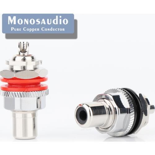 Monosaudio C401 Pure copper RCA Sockets Terminal Chassis Pure Copper with Gold/Rhodium plated PTFE Isolation Metal Connectors