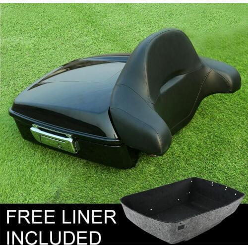 Motorcycle Painted Black Chopped Pack Trunk + Backrest Pad For Harley Touring Tour Pak Road King Glide 2014-19