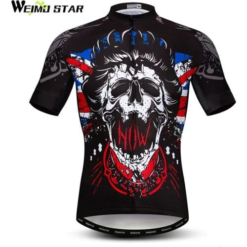 Weimostar 2019 Cycling Jersey Short Sleeve Man Skull Mountain Bike Jersey Cycle Wear Summer mtb Bicycle Clothing Cycling Shirt