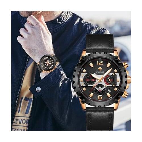 WWOOR 2021 New Top Brand Luxury Fashion Men Watch Sports Chronograph Quartz Wrist Watches Military Waterproof Relogio Masculino