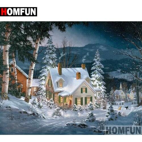 HOMFUN Full Square/Round Drill 5D DIY Diamond Painting "Snow scene" Embroidery Cross Stitch 5D Home Decor A00800