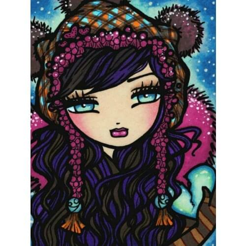 5D DIY Poured Glue Girl Diamond Painting Kits Full Round Square with AB Drill Scalloped Edge Embroidery Home Decor