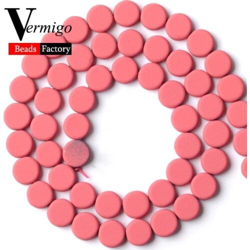 Natural Rose Red Nanotech Rubber Hematite Round Pie Beads For Jewelry Making 8mm 53pcs Loose Beads Diy Bracelets Accessories 15"