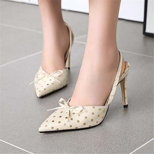 Summer and autumn new stiletto pointed high heels one-strap buckle sandals shallow mouth womens shoesSuede bow womens shoes