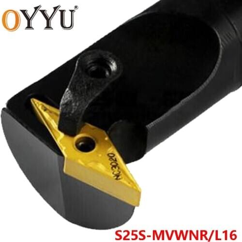 OYYU S25S-MVWNR16 25mm MVWNR MVWNL Carbide Inserts for Holder S25S-MVWNL16 Lathe Cutter CNC Shank Turning Tool Boring Bar