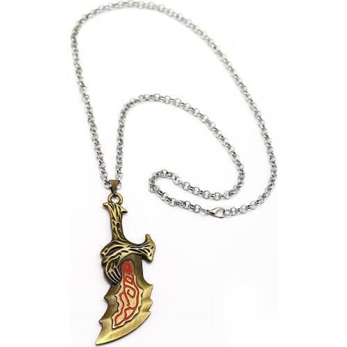 HSIC God Of War 4 Necklace Sword OLYMPUS KRATOS Blades of Chaos Necklace Heavy Metal 60cm Long Chains Necklace Colar HC12838