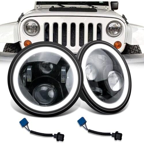 2x 7 Inch Front L & R 60W 30V RGB LED Headlights For Jeep Wrangler JK TJ LJ