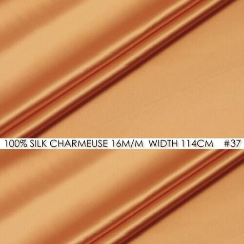 CISULI SILK CHARMEUSE SATIN Fabric 114cm width 16momme/100% Pure Silk Women Party Dress Silk Fabric Orange NO 37