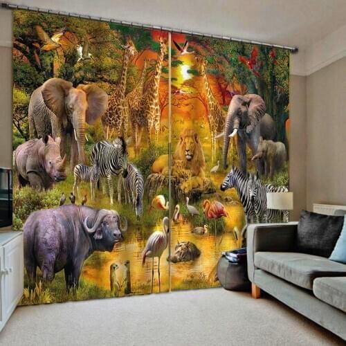 Animal curtains kids curtain 3D Window Curtain Dinosaur print Luxury Blackout For Living Room stereoscopic curtains