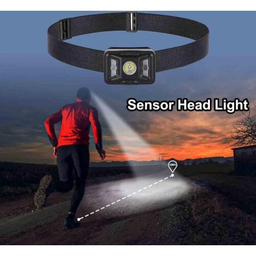 LED Sensor Head Light Bright Light USB Charging Safety Adjustable Sensor Head Light for Outdoor Camping Hiking Fishing