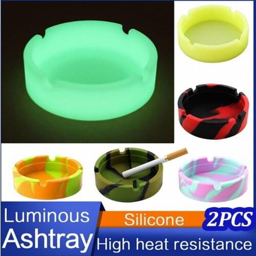 Glow In The Dark Luminous Silicone Ashtray For Smoking Cigarette Cigar home Accessories Smoking Accessories