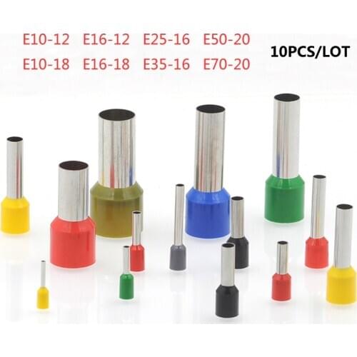 10pcs Tube Insutated Crimp Terminal Electrical Wire Connectors Ferrule E70-20 Terminals Connector Cable 2/0AWG 70mm2