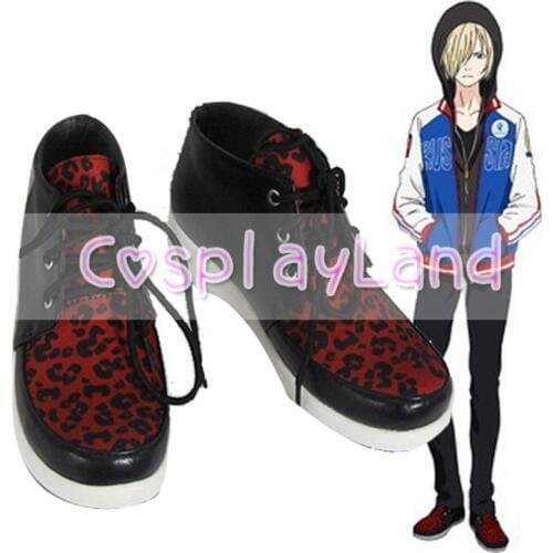 Yuri!!! on Ice Plisetsky Yuri Cosplay Shoes Leopard Print Lace up Sneakers Anime Party Cosplay Boots Custom Made