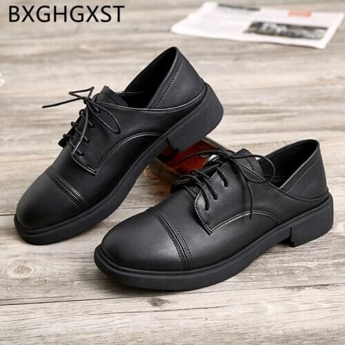 Office shoes women creepers low heel ladies Harajuku leather shoes women vintage mules shoes women comfort zapatos mujer casual